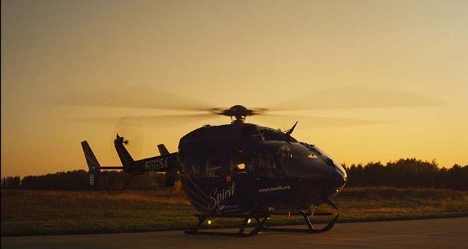 Aerial footage of the Ministry St. Josephs newly commissioned Spirit II life-line helicopter
